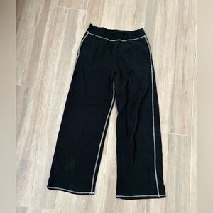 Hollister Black Wide Leg Pants with White Trim